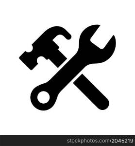 hammer and wrench icon glyph style