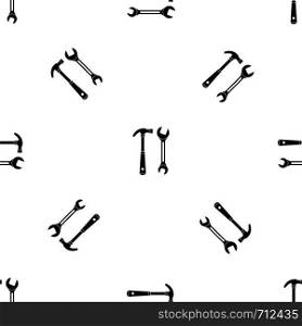 Hammer and wrench pattern repeat seamless in black color for any design. Vector geometric illustration. Hammer and wrench pattern seamless black
