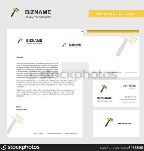 Hammer Business Letterhead, Envelope and visiting Card Design vector template