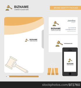 Hammer Business Logo, File Cover Visiting Card and Mobile App Design. Vector Illustration