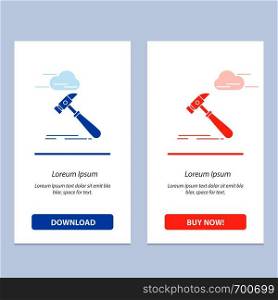 Hammer, Construction, Tool, Strong, Carpenter Blue and Red Download and Buy Now web Widget Card Template