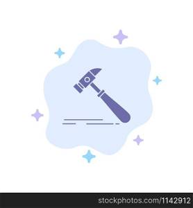 Hammer, Construction, Tool, Strong, Carpenter Blue Icon on Abstract Cloud Background