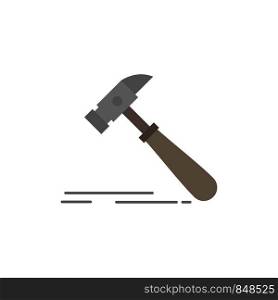 Hammer, Construction, Tool, Strong, Carpenter Flat Color Icon. Vector icon banner Template