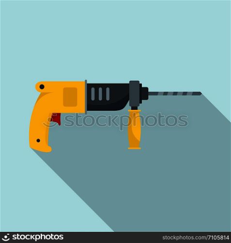 Hammer drill icon. Flat illustration of hammer drill vector icon for web design. Hammer drill icon, flat style
