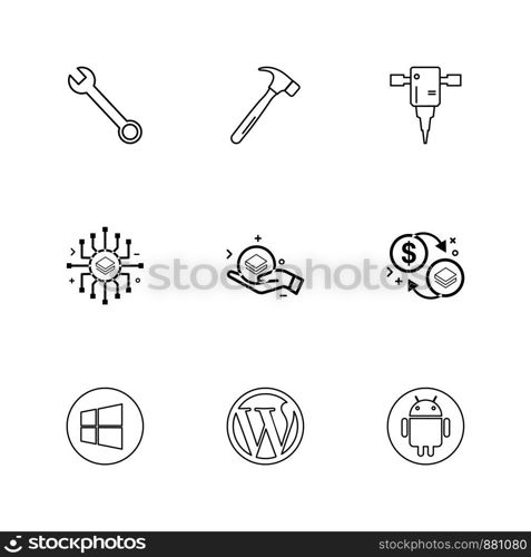 hammer , hardware , jack hammer , wrench , crypto currency , stratis , money, coins , crypto , currency, dollar, graph , business, bank , icon, vector, design, flat, collection, style, creative, icons