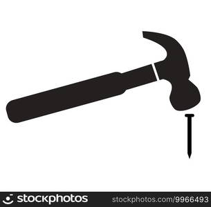 hammer hitting nail icon on white background. flat style. hammer and nail symbol. hammer logo. hammer striking a nail sign.