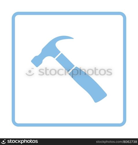 Hammer icon. Blue frame design. Vector illustration.