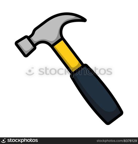 Hammer Icon. Editable Bold Outline With Color Fill Design. Vector Illustration.
