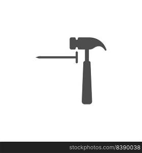 Hammer icon logo flat design illustration template 