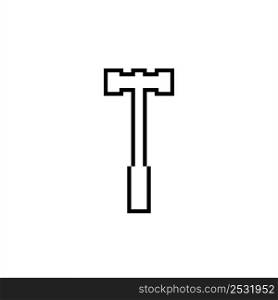 Hammer Icon Pixel Art, Hand Tool, Weighted Head With Long Handle Vector Art Illustration, Digital Pixelated Form