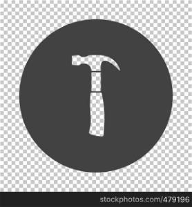 Hammer icon. Subtract stencil design on tranparency grid. Vector illustration.