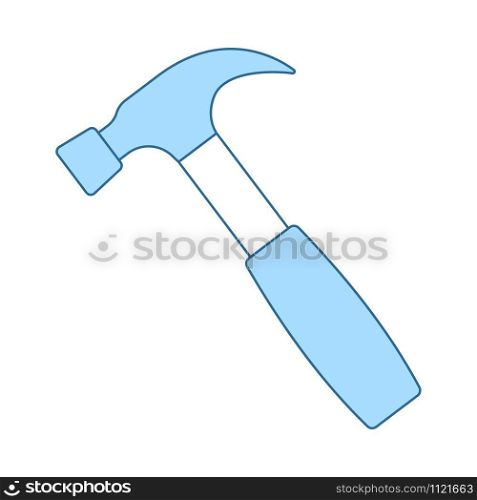 Hammer Icon. Thin Line With Blue Fill Design. Vector Illustration.