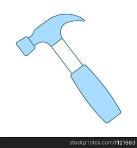 Hammer Icon. Thin Line With Blue Fill Design. Vector Illustration.