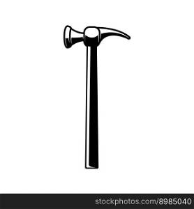Hammer in monochrome style. Design element for emblem, sign, badge, logo. Vector illustration