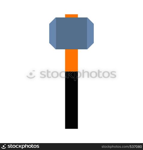 Hammer industry flat icon sign workshop job. Wooden handle craft tool