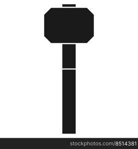 Hammer industry tool equipment vector icon solid black illustration. Isolated white repair construction steel hardware