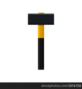 Hammer. Iron of sledge. Big wooden sledgehammer with handle. Icon of tool. Mallet for carpenter, repair and mason. Hammer for construction of house. Illustration for building. Sledge isolated. Vector.. Hammer. Iron of sledge. Big wooden sledgehammer with handle. Icon of tool. Mallet for carpenter, repair and mason. Hammer for construction of house. Illustration for building. Sledge isolated. Vector