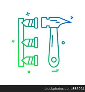 hammer labor nails icon design vector