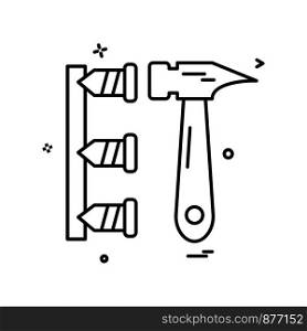 hammer labor nails icon design vector