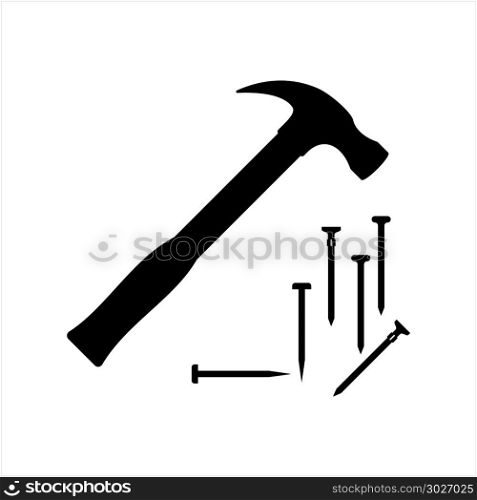 Hammer Nail Icon Design Vector Art Illustration. Hammer Nail Icon Design