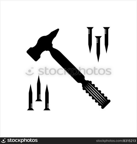 Hammer Nail Icon Vector Art Illustration