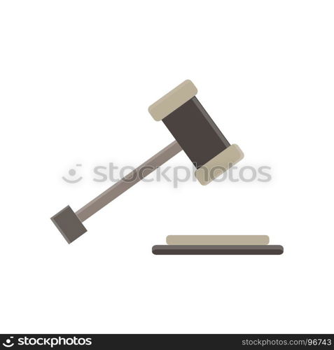 Hammer of a judge gavel vector flat icon act bid bidder black logo crime design legal law