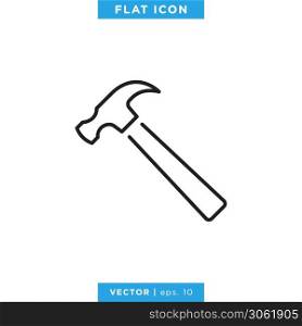 Hammer Outline Icon Vector Design Template