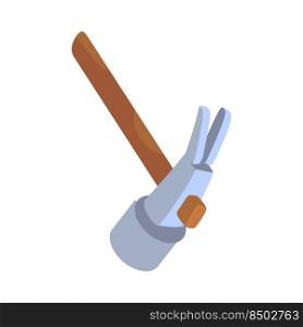 Hammer semi flat color vector object. Manual tool for repair. Domestic maintenance. Full sized item on white. Instrument simple cartoon style illustration for web graphic design and animation. Hammer semi flat color vector object