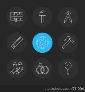 hammer , socks , tennis , hardware , tools ,labour , constructions , icon, vector, design, flat, collection, style, creative, icons , electronics ,