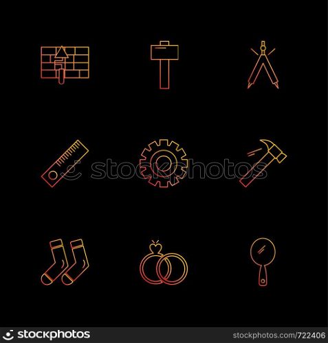 hammer , socks , tennis , hardware , tools ,labour , constructions , icon, vector, design, flat, collection, style, creative, icons , electronics ,