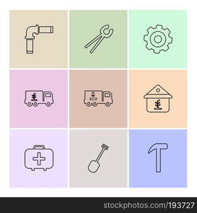 hammer , spade , gear , hardware , tools , constructions , labour , icon, vector, design,  flat,  collection, style, creative,  icons , wrench , work , 