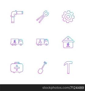 hammer , spade , gear , hardware , tools , constructions , labour , icon, vector, design, flat, collection, style, creative, icons , wrench , work ,
