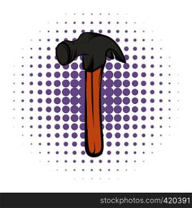 Hammer tool comics icon on a white background. Hammer tool comics icon