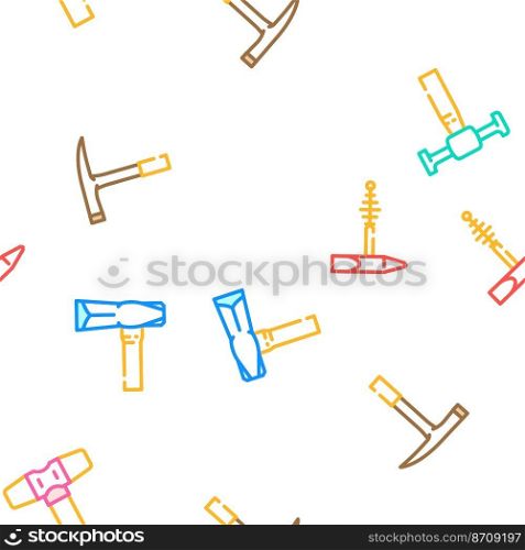 hammer tool construction vector seamless pattern thin line illustration. hammer tool construction vector seamless pattern