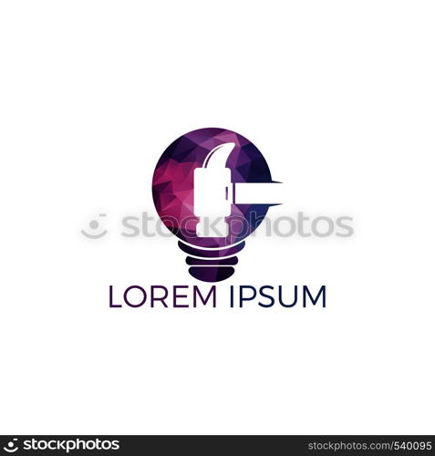 Hammer With Bulb Logo Design. Creative Renovation or repairment ideas vector logo design concept.