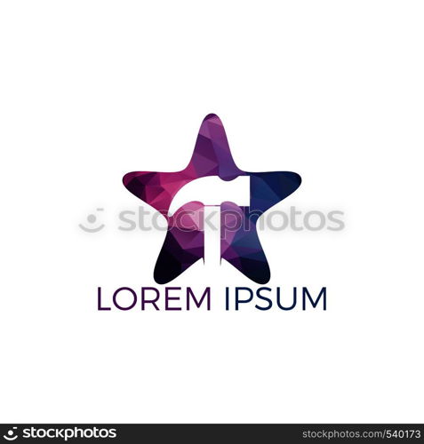 Hammer With Star Logo Design. Renovation or repairment vector logo design concept.