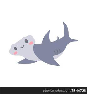 Hammerhead shark vector. cute animal face design for kids.