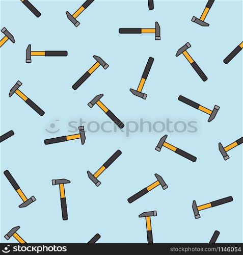 Hammers pattern with light blue background. Vector illustration. Hammers blue pattern