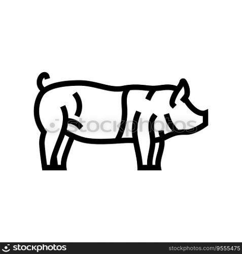 hampshire pig breed line icon vector. hampshire pig breed sign. isolated contour symbol black illustration. hampshire pig breed line icon vector illustration