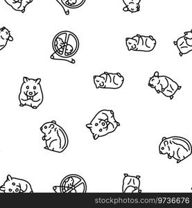 hamster cute animal pet vector seamless pattern thin line illustration. hamster cute animal pet vector seamless pattern