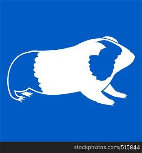 Hamster icon white isolated on blue background vector illustration. Hamster icon white