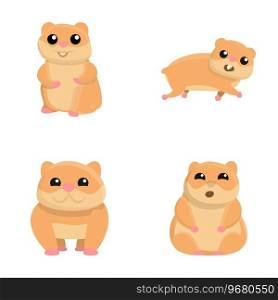 Hamster icons set cartoon vector. Animal rodent. Cartoon character. Hamster icons set cartoon vector. Animal rodent
