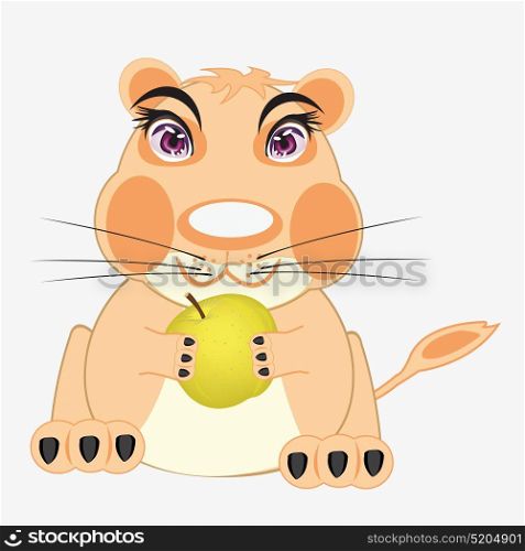 Hamster with apple. Cartoon animal hamster with apple in paw