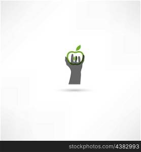 hand and apple icons