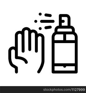 Hand And Bottle Spray Icon Vector. Outline Hand And Bottle Spray Sign. Isolated Contour Symbol Illustration. Hand And Bottle Spray Icon Outline Illustration