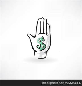hand and dollar grunge icon