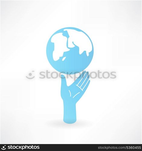 Hand and globe icon