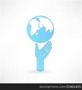 Hand and globe icon
