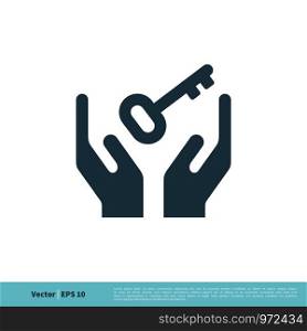 Hand and Key Icon Vector Logo Template Illustration Design. Vector EPS 10.