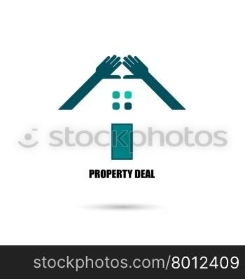 Hand and real estate icons and design elements.Colorful real estate, city and skyline icons. Vector illustrations